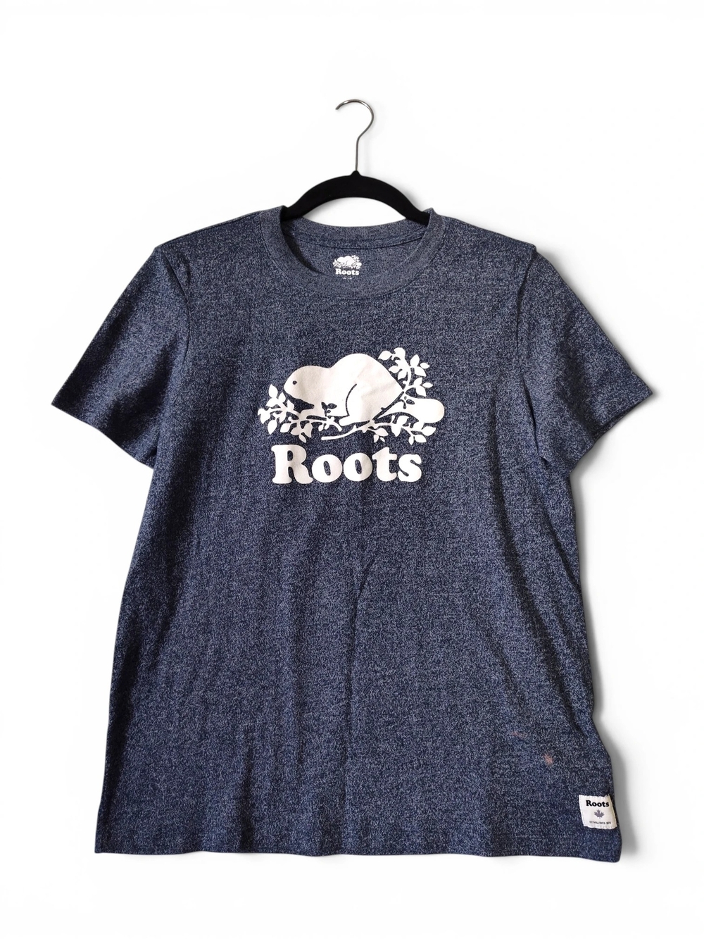 Roots Cooper Beaver Shirt Heather Blue Womens Size Small